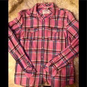 Aeropostale pink plaid button up. Size large
